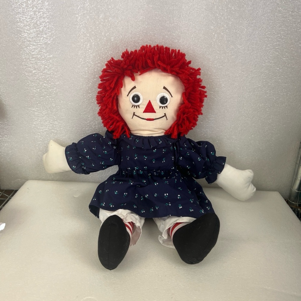 Adorable Red-Haired Rag Doll in Navy Dress